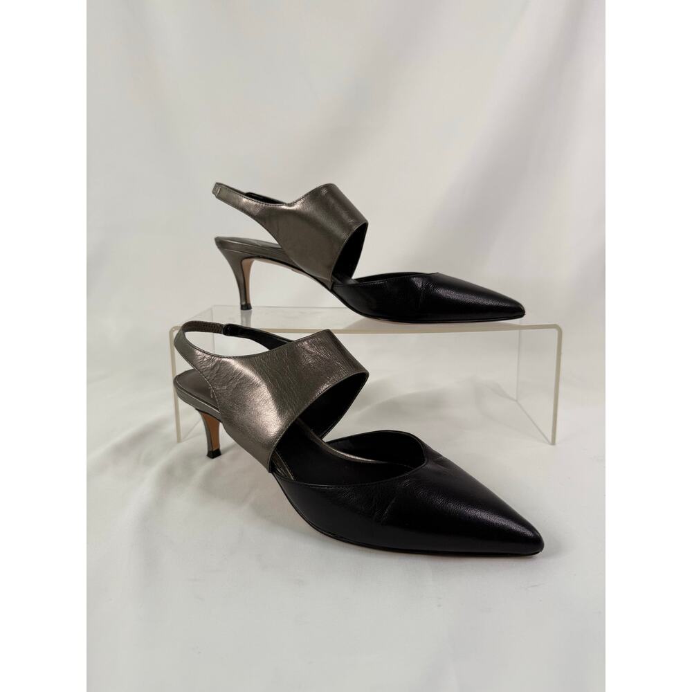 Womens Brian Atwood Metallic Pump Slingback Shoes